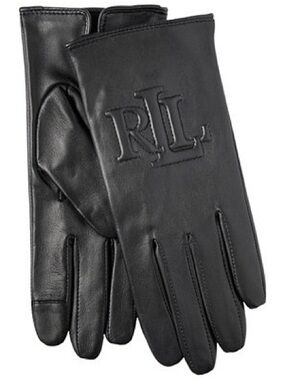Lauren Ralph Lauren Raised Logo Leather Touch Gloves